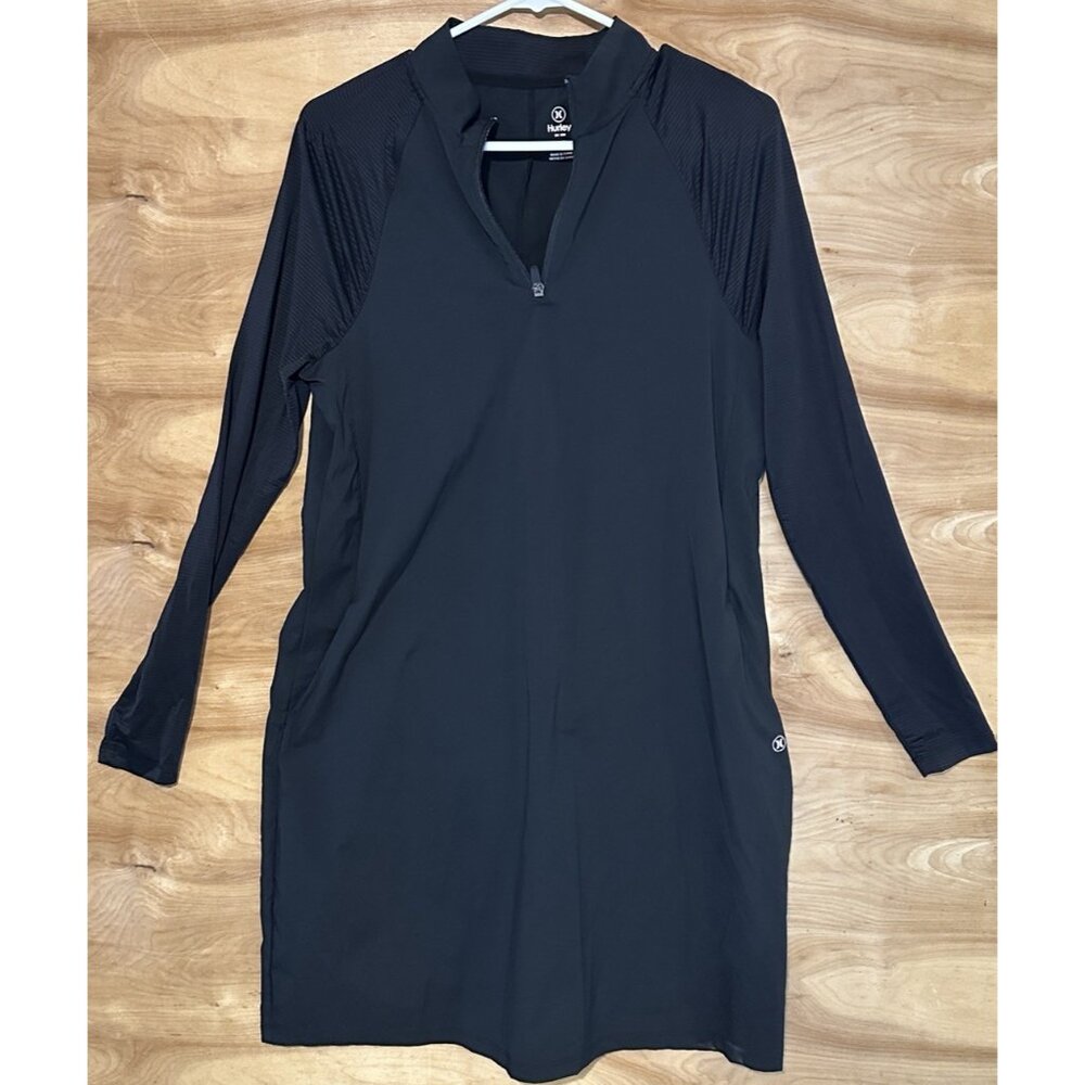 Hurley Active Dress Womens Medium Black Stretch Cover Up Quick Dry Long Sleeve